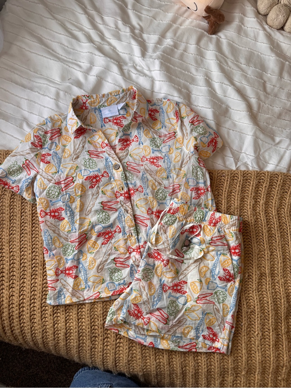Cynthia Rowley Euro Summer Set - White with Red, Blue, Green, Yellow Print